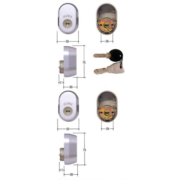 MIWA(美和ロック)GAF FE DN(PS)交換用シリンダー(三協アルミ・新日軽)2個同一キー MCY-511 - 3