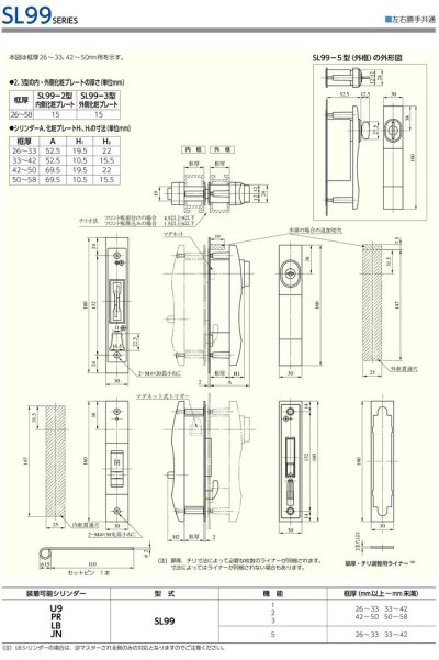 画像1: 美和ロック,MIWA SL99　1型　引違戸錠