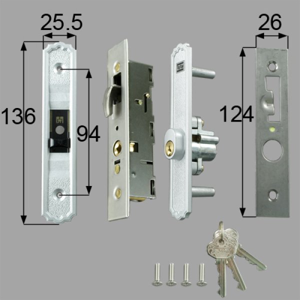 画像2: LIXIL,リクシル 引戸召合せ内外錠セット(アルファ ピンシリンダ-) L2Y15,L2Y16 (2)