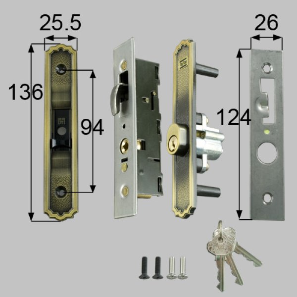 画像3: LIXIL,リクシル 引戸召合せ内外錠セット(アルファ ピンシリンダ-) L2Y15,L2Y16 (3)