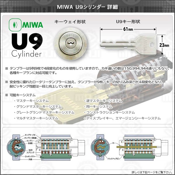 MIWA,美和ロック U9シリンダーTRD