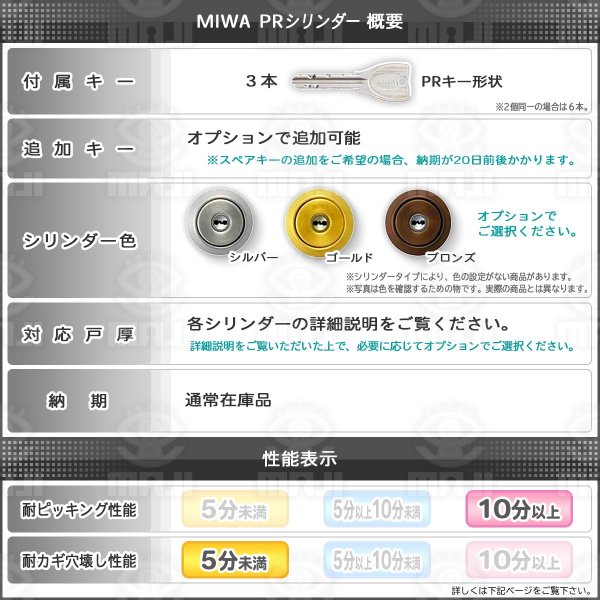 画像3: MIWA,美和ロック PR DZ(BH)シリンダー (3)