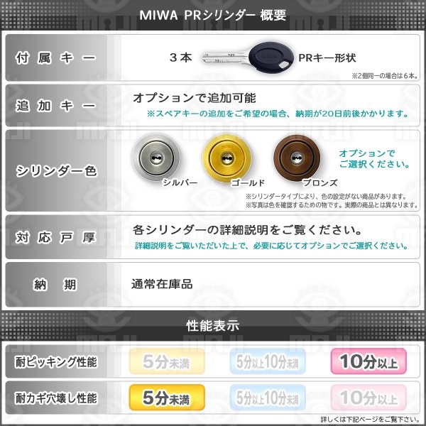 画像2: MIWA,美和ロック PR RA-J(85RA,82RA)シリンダー (2)