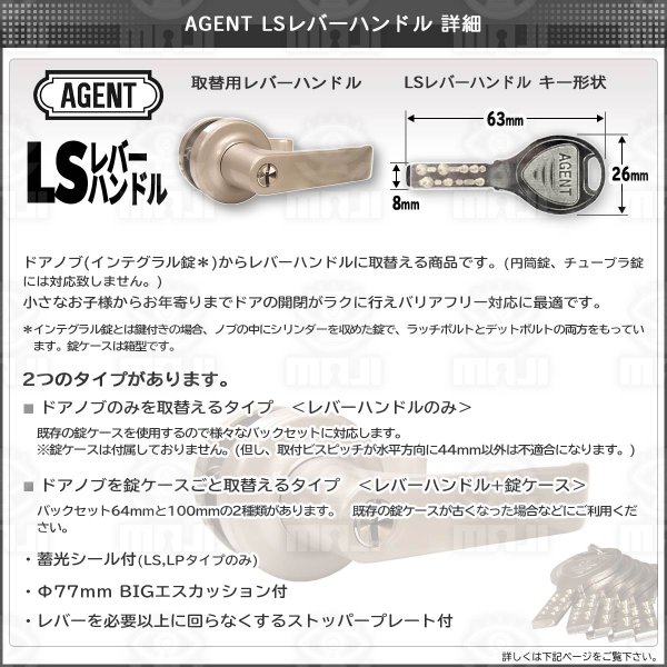 画像4: AGENT,エージェント　インテグラルロック　取替用レバーハンドル/レバーハンドル取替錠 (4)
