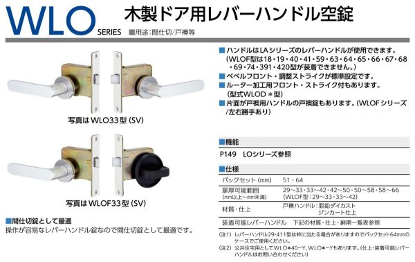 画像1: MIWA,美和ロック　WLO(WLOF)木製ドア用レバーハンドル空錠 (1)