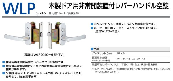 画像1: MIWA,美和ロック　WLP木製ドア用非常開装置付きレバーハンドル空錠 (1)
