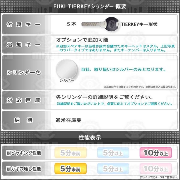 画像3: FUKI,フキ ティアキー TC-BH 二個同一 MIWA BH(DZ)錠対応 (3)