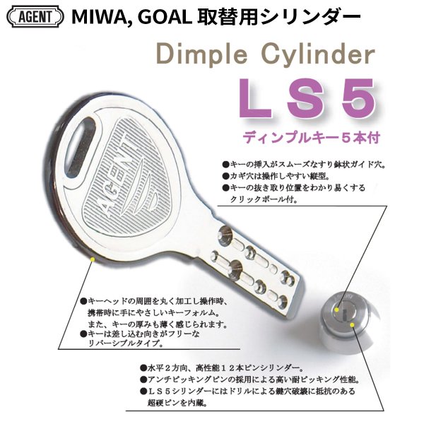 画像1: エージェント,AGENT　MIWA,GOAL取替用シリンダー　LS5 (1)