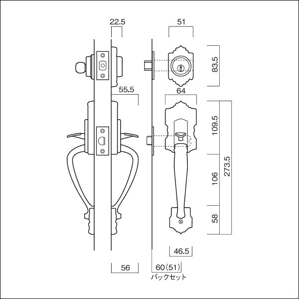 画像3: 古代,KODAI,コダイ　ミラノT-303 装飾玄関錠（新キー４本） (3)