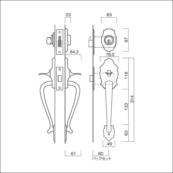 画像3: 古代,KODAI,コダイ　ニュープレジデント301装飾玄関錠（新キー４本）23006GB (3)