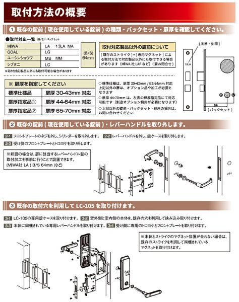 画像6: ロックマン,LOCKMAN レバーハンドル一体型/カード・暗証番号式デジタルドアロック LC-105/LC-105-R (6)