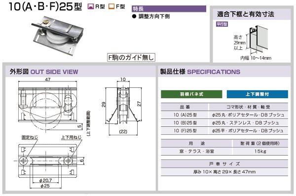 画像2: 家研販売,KAKEN　アルミサッシ取替戸車　10(A,B,F)-25型 (2)