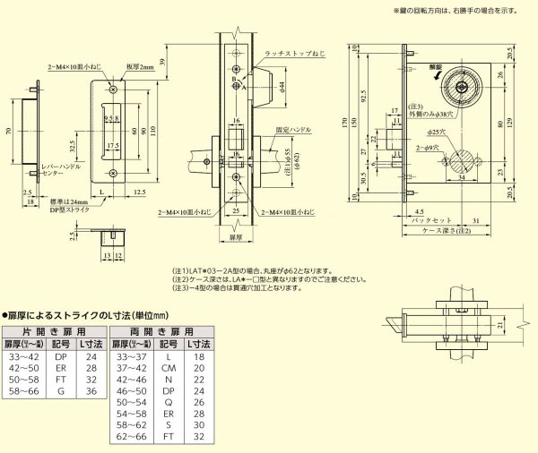画像4: 美和ロック,MIWA LAT51-2A レバーハンドル錠 (4)