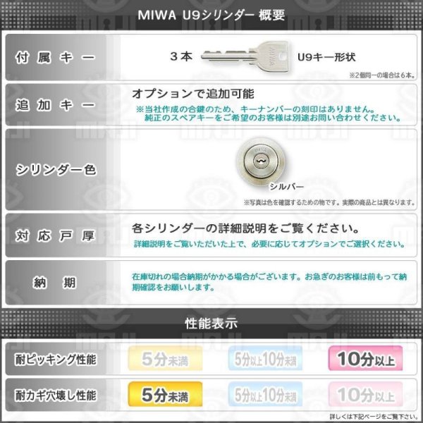 画像5: MIWA,美和ロック U9 GAA-HSVシリンダー(MCY-199) (5)