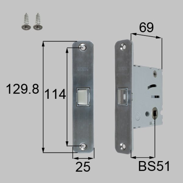 画像4: LIXIL,リクシル TOSTEM,トステム 室内ドア錠 丸座・角座ハンドル用箱錠（鍵無し・鍵付き兼用）MDW294C(MDW294B) (4)