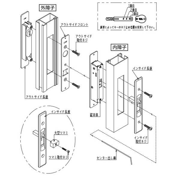 画像5: ユーシンショウワ, U-shin Showa　取替引違戸錠　KHW (5)