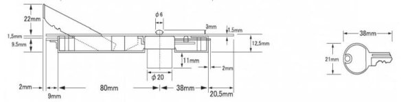 画像3: 日本ロックサービス, NLS 新日軽 F5711-A すべり出し錠 φ20×11 キー3本付 アルミサッシ用内外締り (3)