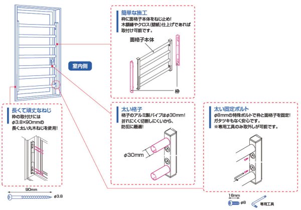 画像3: LIXIL・トステム　室内面格子（固定式）面格子シリーズ (3)