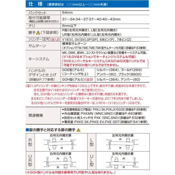 画像4: 在庫処分　新品未使用　GOAL,ゴール　プッシュプル錠　V-PX GDT-5 GOE R右勝手269色(2ロック型標準デッド)  BS64ミリ  DT34〜37ミリ (4)