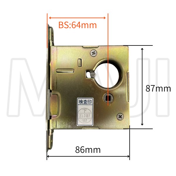画像3: LIXIL,リクシル　BEST-KQB137A　錠ケース交換用(サブ箱錠)　クラーク扉用ロックケース　　KQB-137A　　BESTのDCXZ001のシリンダー対応品 バックセット64mm 左右共用タイプ (3)