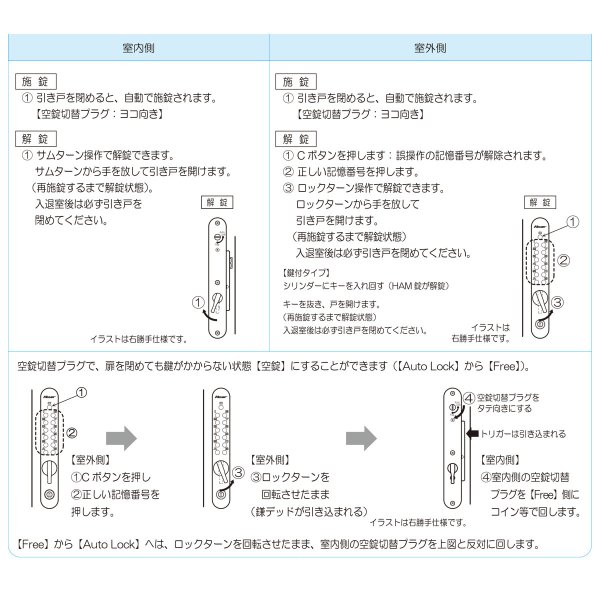 画像11: KEYLEX,キーレックス800シリーズ　面付引戸自動施錠　MIWAシリンダー組込　K828TL (11)