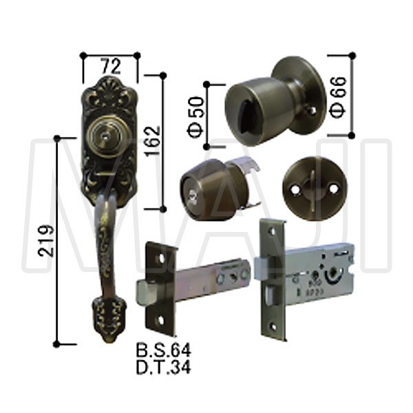 画像3: MIWA HBZSP,TESP Y.K.K. サムラッチ錠 HHJ-0230U9 (3)