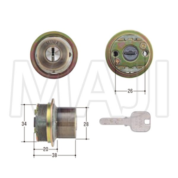 画像2: MCY-256 MIWA,美和ロック JNTE0シリンダー SA色 (2)