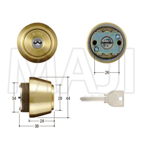 画像2: MCY-271 MIWA,美和ロック U9TE24(LSP)シリンダー BS色 (2)