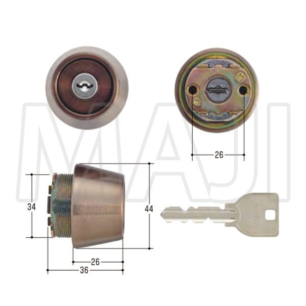 画像2: MCY-440 MIWA,美和ロック U9TE26(LSP) 2個同一シリンダー CB色 (2)