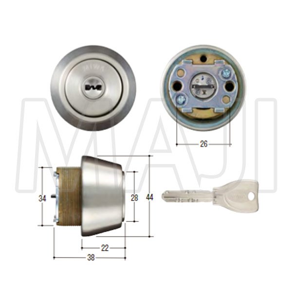 画像2: MCY-520 MIWA,美和ロック PRTE22(LSP) 2個同一シリンダー ST色 (2)