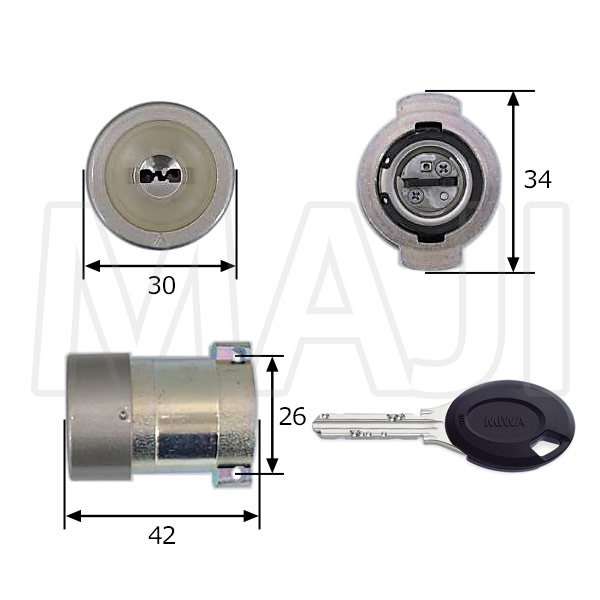 画像2: MIWA,美和ロック　PR　PGF-BF　2個同一シリンダー (2)