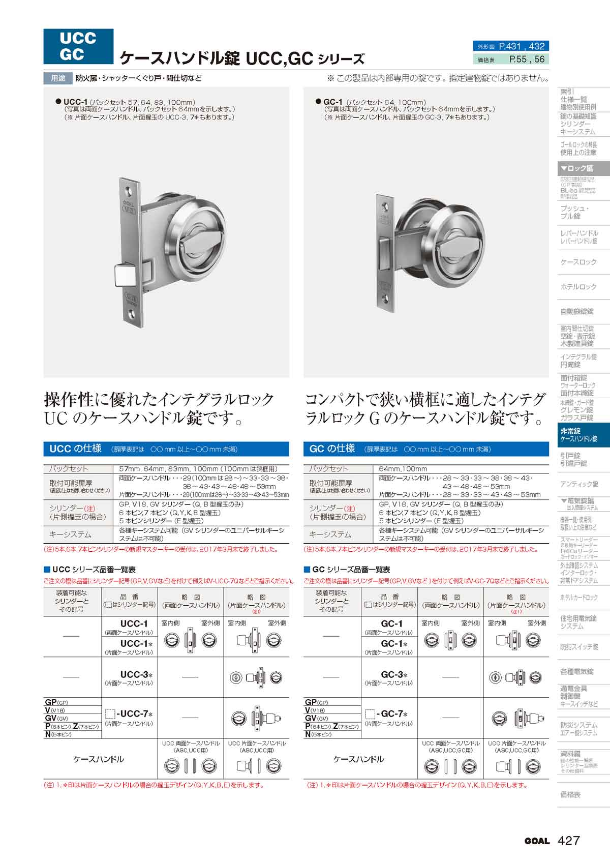 GOAL ゴール【鍵と防犯グッズの卸売りセンター】ケースハンドル錠