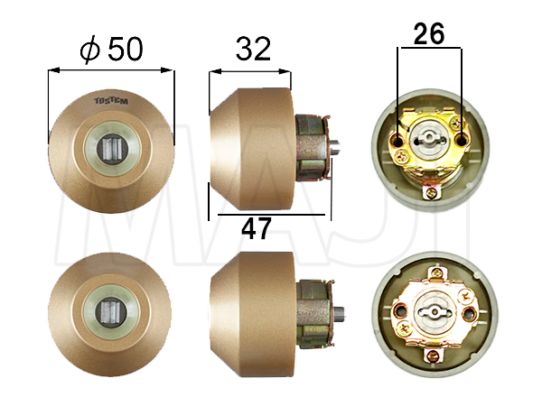 超大特価 ユーシンショウワ ミスターホームLA,DA取替用シリンダー<br>シルバー色 扉厚42〜50ミリ用 <br><br> U-SHIN SHOWA  昭和 LA DA <br>玄関 ドア 扉 修理 補修 交換 部品 パーツ