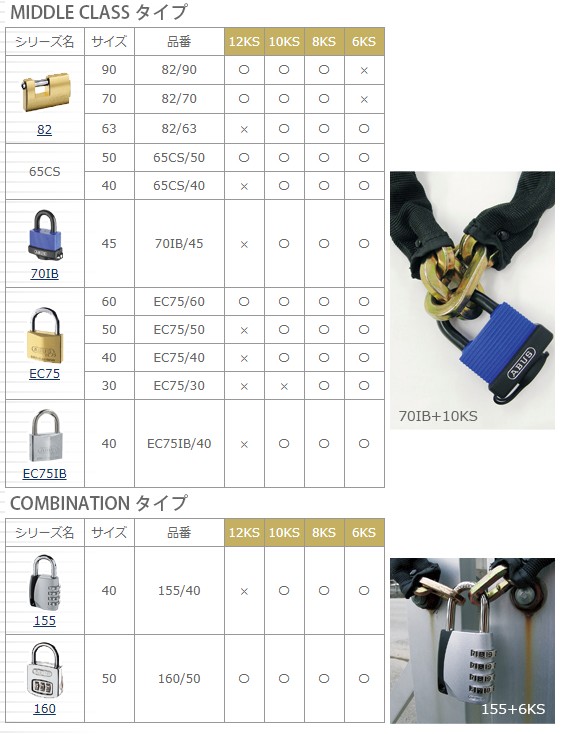 日本ロックサービス ABUS 両端小判形状 屈強チェーン 10KSシリーズ 170cm チェーン径10mm 10KS/170