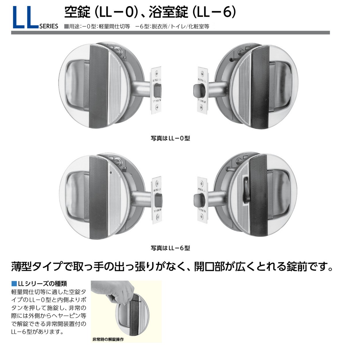 海外 ＭＩＷＡ 美和ロック ＬＬ-6（非常開装置付） 扉厚37〜41mm