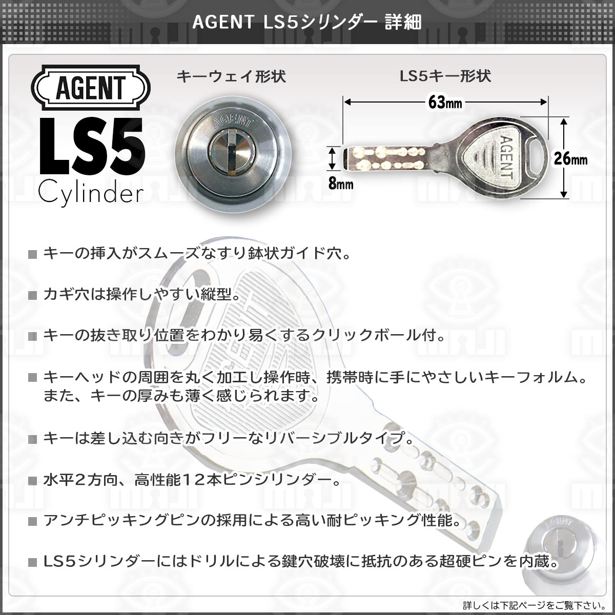 エージェント LS5-RA MIWA 85RA，RA鍵交換用シリンダー - 鍵と防犯グッズの卸売りセンター