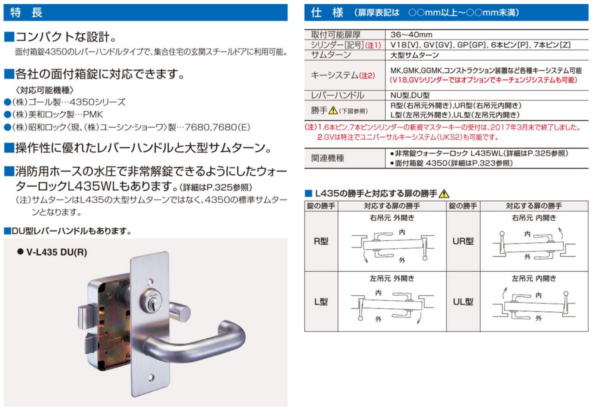 錠前各種 PMK RA ゴール4350