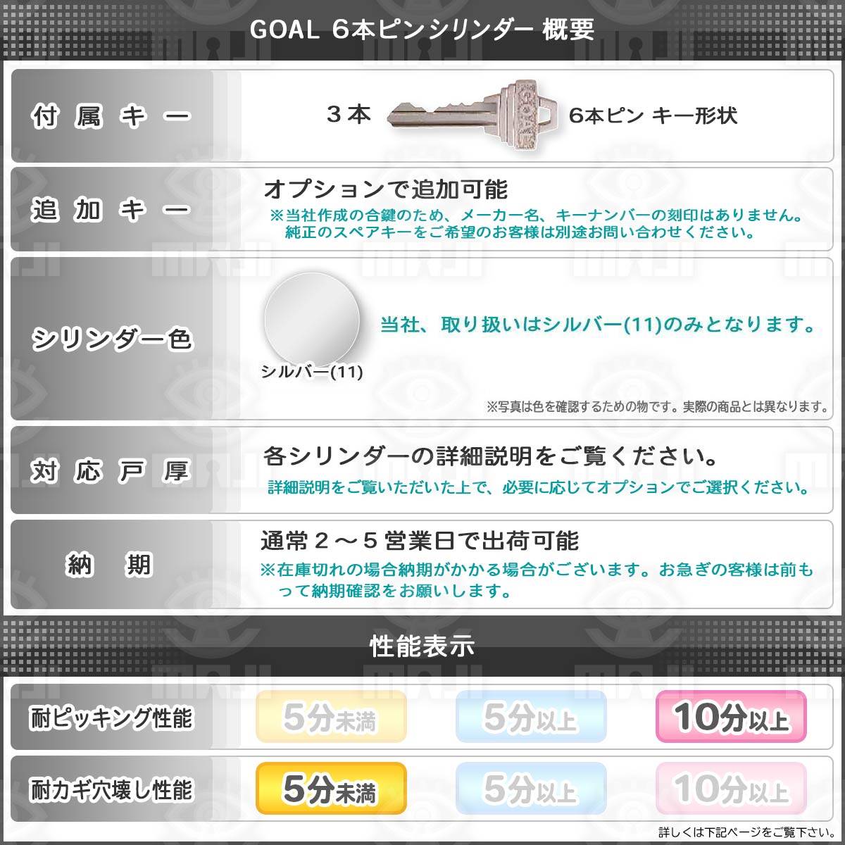 SALE／63%OFF】 GOAL ゴール P-PSD 扉厚38-48MM 取替用シリンダー PPSD5扉厚3848MM 