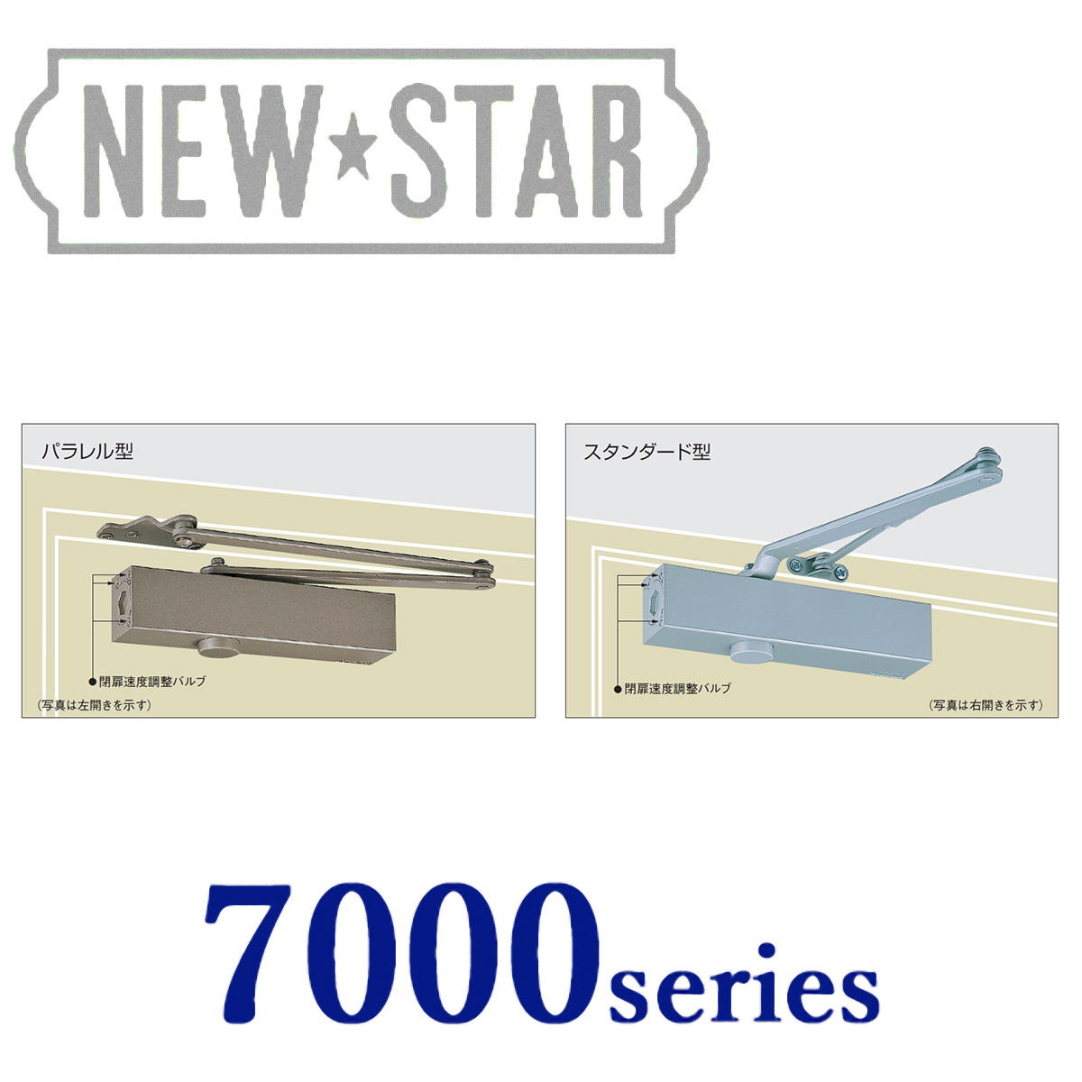 卓越 建築金物通販ビドーパル10セット入 NEW STAR ニュースター ドアクローザ 7000シリーズ パラレル型 シルバー PS-7005  ストップ付 標準ブラケット