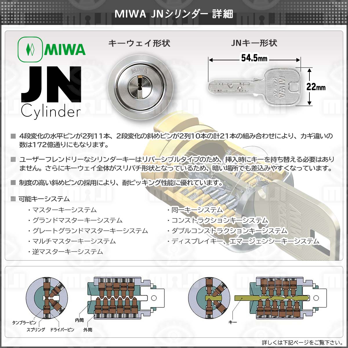 MIWA シリンダー 鍵２本 キーシリンダー